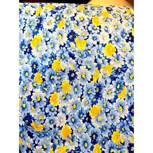 Floral Print Fabric Material 72x68 Inches Blue & Yellow Flower Design
